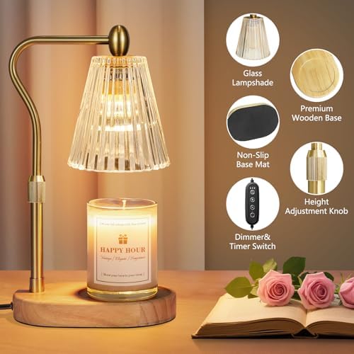 Imenlox Candle Warmer Lamp, with Timer & Dimmer, Adjustable Height, Christmas Birthday Mothers Day Gifts for Women Mom Her, House Warming New Home Thanksgiving Décor (Amber) - Image 6