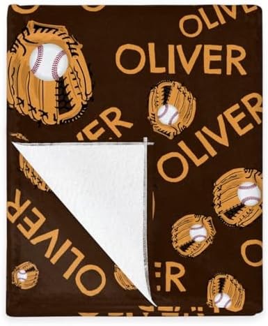 Personalized Baby Blankets for Girls Boys, Custom Baby Blanket with Name Swaddle Toddler Fleece Blanket Personalized Gift Baseball Mitt Brow Text - Image 5