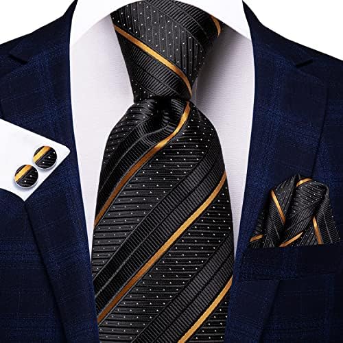 Hi-Tie Lot 5 Pcs Gift Box Mens Tie Set Necktie with Pocket Square Cufflinks Silk Neck Tie Collection - Image 6