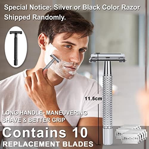 LEPONIX Shaving Kit for Men with Safety Razor Brush Bowl and Beard Bib - Image 5