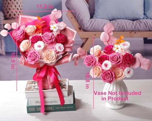 Lovenfold Flowers for Delivery Birthday Flowers Gift for Her,Preserved Flowers Bouquet 12 Roses Mixed Bouquet,Rose Gifts for Women Mom Grandma(Mixed 12 Pink-A Roses) - Image 3