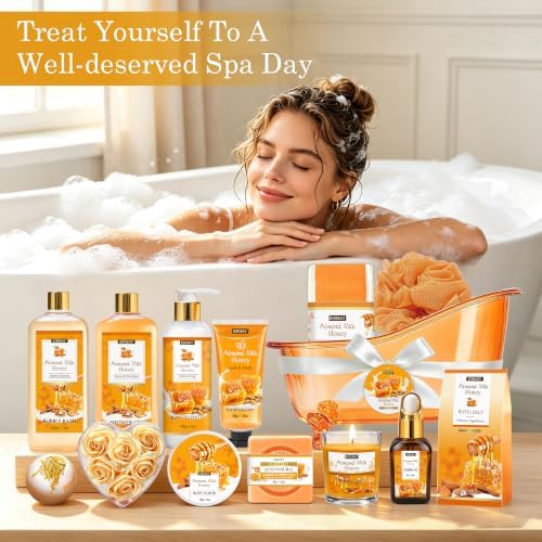 Gifts for Women,15pcs Almond Milk & Honey Spa Gift Basket for Women - Image 7