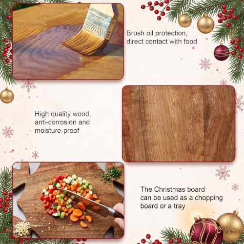 7 Pcs Christmas Cutting Board Gift Set with Cheese Knife,Snowflake - Image 6
