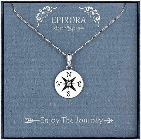 EPIRORA Graduation Gifts 2026 for Her, Sterling Silver Compass Necklace for Women, High School College Class of 2026 Graduation Inspirational Jewelry Gifts by EPIRORA