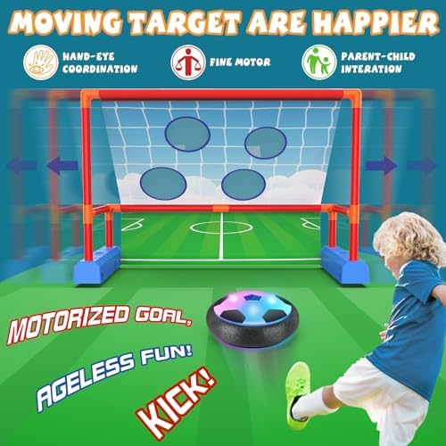 Ocditikl 2-in-1 Moving Kick Toss Games for Kids Ages 4-12, Light Up Hover Soccer Ball with Animal Bean Bag Toss, Indoor Outdoor Birthday Toys for 4 5 6 7 8 9 10 11 12 Year Old Boys Girls - Image 2