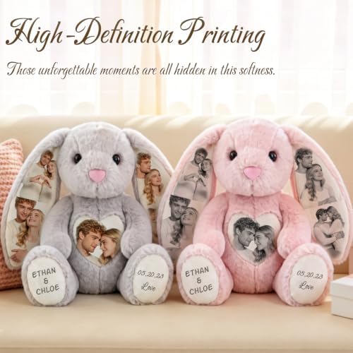 Custom Photo Plush Bunny, Personalized Stuff Animal for Girlfriend - Image 4
