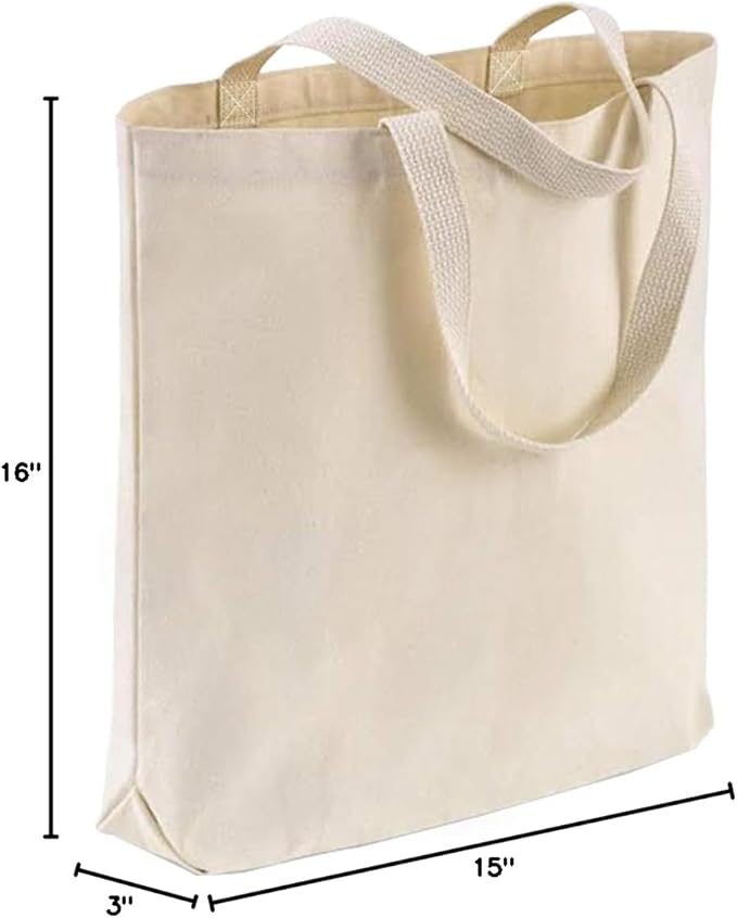 TBF Wholesale Canvas Tote Bags 15x16x3 with Bottom Gusset | Blank Totes for Printing, Painting & Embroidery
