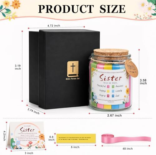 Bible Verse Jar for Sisters, Faith Encouragement Gift with Color-Coded Verses, Ideal for Birthdays, Christmas, and Mother’s Day. A heartwarming spiritual companion for Christian women and girls. - Image 2