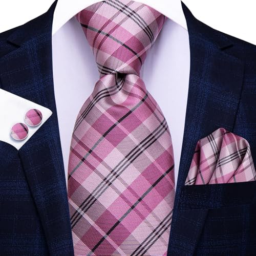 Hi-Tie Lot 5 Pcs Gift Box Mens Tie Set Necktie with Pocket Square Cufflinks Silk Neck Tie Collection - Image 4