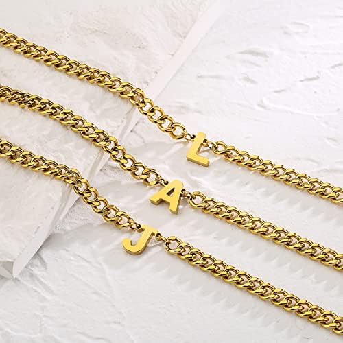 DuoDiner 18+2" Initial Necklace for Men Boys Gifts A-Z Cuban Link Chain - Image 6