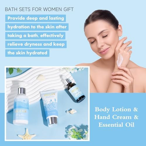 Birthday Gifts for Women, Relaxing Spa Gift Baskets for Women, Ocean Scented Self Care Gifts, Mothers Day Bath and Body Inspirational Gift Set for Mom Her Wife Best Friends Sister Girlfriend Coworker - Image 6