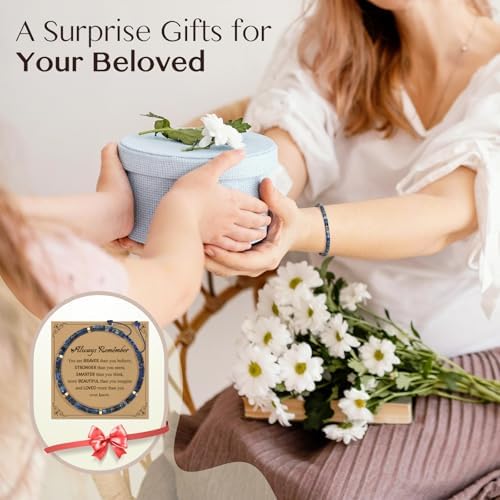Inspirational Christmas Bracelet Gifts for Women: Healing Natural Stone Bracelet - Thinking of You Get Well Soon Birthday Gifts for Friend Sister Bestie BFF - Image 6