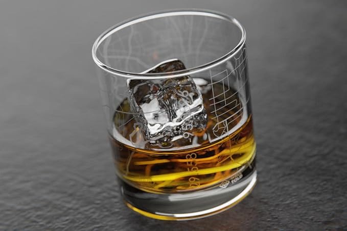 Well Told Engraved Houston Texas Map Rocks Glass, Old Fashioned Whiskey Glass (11 oz, Clear) Etched Whiskey Glass, Gifts For Whiskey Lovers