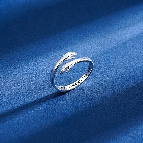 Yesteel S925 Sterling Silver Hug Ring for Women Teen Girls, Adjustable Ring Jewelry Mothers Day Birthday Gifts for Daughters Mom Sister Wife Friends Grandma - Image 3