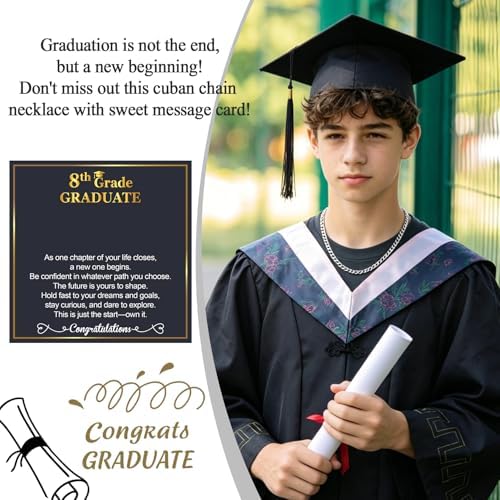 EPIRORA Graduation Gifts Necklace for Him 2026, Graduation Stainless Steel Cuban Chain Necklace for Men, Class of 2026 Gifts, 5th 8th Grade/College/Master Degree Graduate Gift Ideas for Men Him - Image 2