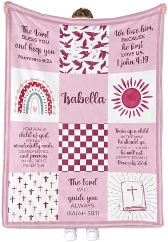 MDPrints Baptism Blanket for Girls, Customized Baptism Gifts for Girl, Personalized Baby Blankets for Girls with Name (Baptism DK14) - Image 3