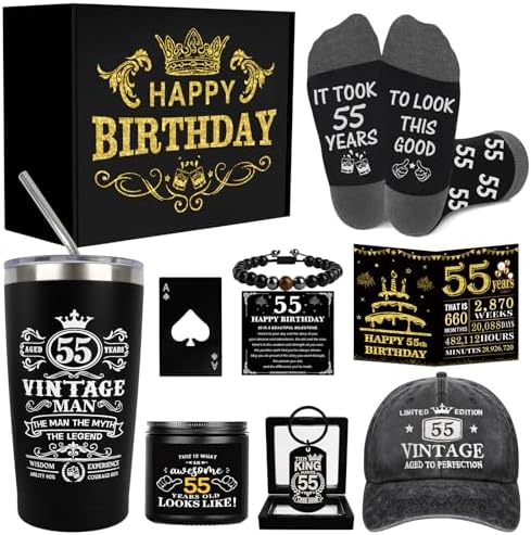 55th Birthday Gifts for Men Tumbler Set, Unique Gift for 55 Year Old Man by Asija
