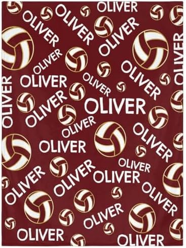 Personalized Baby Blankets for Girls Boys, Custom Baby Blanket with Name Swaddle Toddler Fleece Blanket Personalized Gift Red Volleyball Text by RIRIX