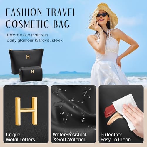 Gifts for Women Girls Personalized Initial Travel Makeup Bag - Image 3