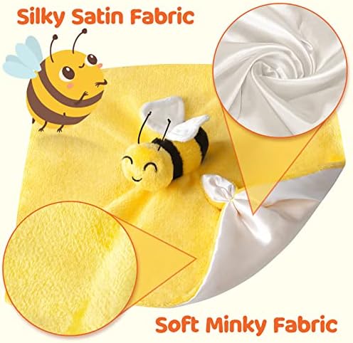 Pro Goleem Bee Loveys for Babies Soft Security Blanket Baby Snuggle Toy Stuffed Animal Blanket Unisex Lovie Baby Gifts for Infant and Toddler Yellow 12 Inch - Image 6
