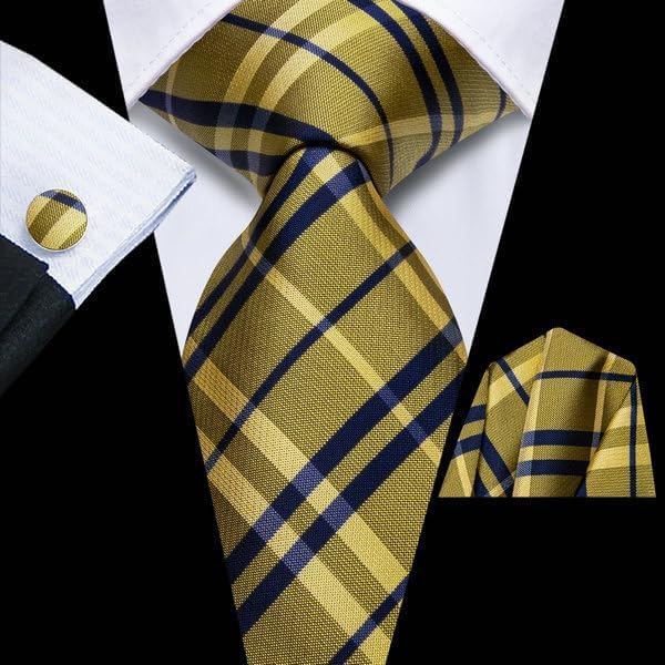 Hi-Tie Lot 5 Pcs Gift Box Mens Tie Set Necktie with Pocket Square Cufflinks Silk Neck Tie Collection - Image 7