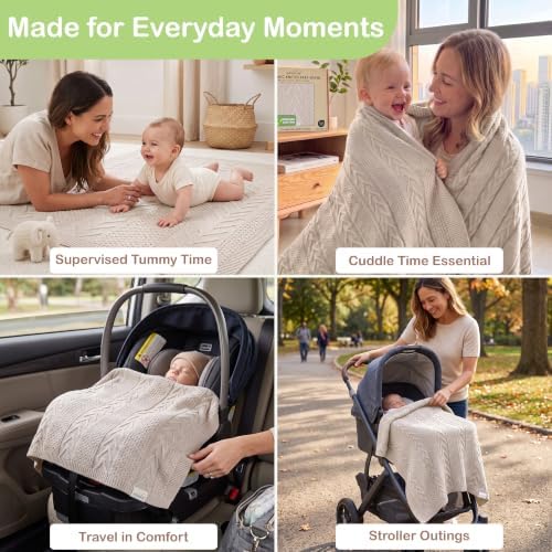 Organic Cotton Knit Baby Swaddle Blanket Infant & Toddler 31x43 in - Image 6