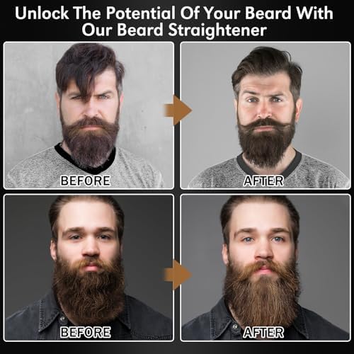 Beard Straightener for Men w/Beard Oil,Balm,Comb,E-Book for All Beard Type - Image 3