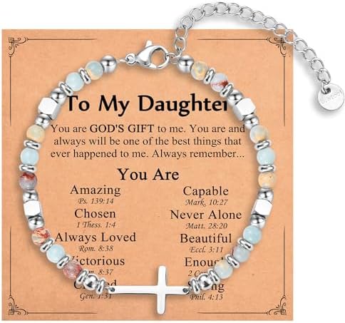 Christian Gifts for Women Girls, Religious Cross Bracelet by IKIATY