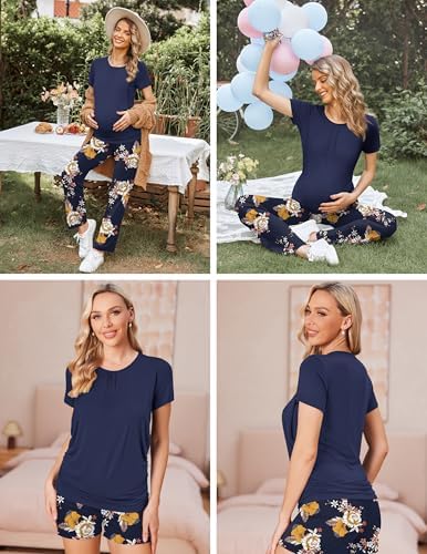 Ekouaer Maternity Nursing Pajamas Set 3 Piece Postpartum Breastfeeding Pjs - Image 6