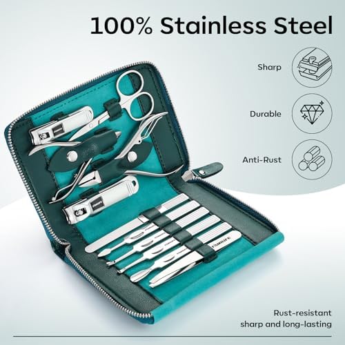FAMILIFE Stainless Steel Manicure Set 11-in-1 Professional Nail Clipper Kit - Image 3