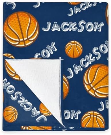 Personalized Baby Blankets for Girls Boys, Custom Baby Blanket with Name Swaddle Toddler Fleece Blanket Personalized Gift Basketball Text - Image 5