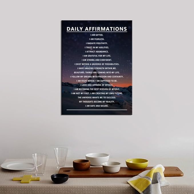 Inspirational Canvas Wall Art for Office Daily Affirmations Motivational Poster Prints Artwork for Living Room Modern Home Decor Painting Pictures Stretched and Framed Ready to Hang [18''Wx 24''H]