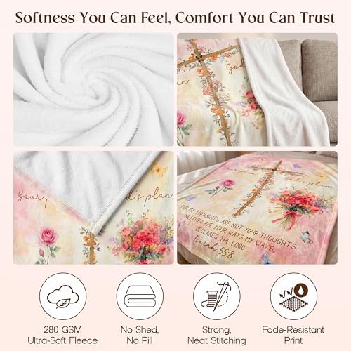 WRAPIX Christian Gifts for Women Faith - Soft Fleece Throw Blanket 50x60 in - Image 6