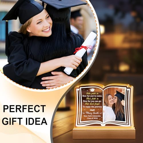 Hyturtle Personalized Graduation Night Light - Custom Night Light with Picture - Graduation Plaque Inspirational College Grad Gifts for Daughter from Mom - Senior 2026 Graduation Gifts Her Him - Image 3