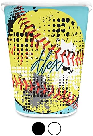YouCustomizeIt Personalized Softball Waste Basket - Single Sided (White) - Image 4