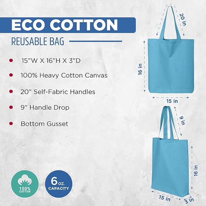 shop4ever Personalized Custom Design Your Own Eco Cotton Tote Reusable Shopping Bag Customizable Gift