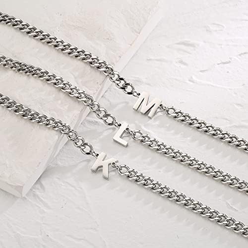 DuoDiner 18+2" Initial Necklace for Men Boys Gifts A-Z Cuban Link Chain - Image 6