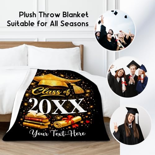 Graduation Blanket Gifts for Class of 2026 – Custom Name Flannel Throw, Cozy Grad Gift for High School & College Students - Image 4