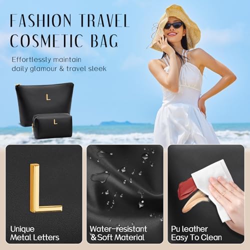 Gifts for Women Girls Personalized Initial Travel Makeup Bag - Image 3