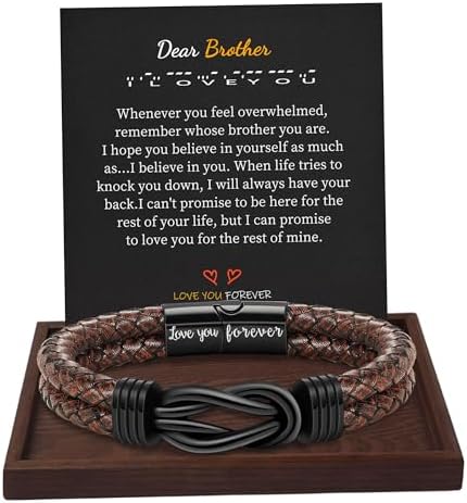 Btysun Gifts for Men, Gifts for Boyfriend Leather Bracelets for Men Stocking Stuffers for Him 2026 I Love You Gift Infinity Cuff Bracelets Birthday Christmas Jewelry for Son Grandson Dad Husband by BTYSUN