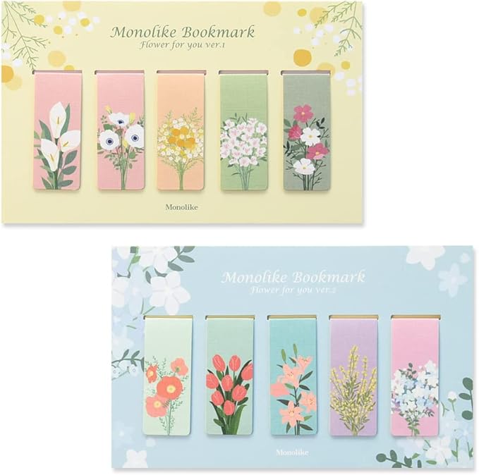Monolike Magnetic Bookmarks Flower for You ver.1 + ver.2, 10 Pieces