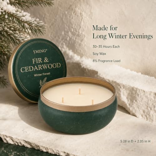 YMING Winter Scented Candle Gift Set, 3 Pack 14 oz Each-3 Wick Soy Candles - Image 5