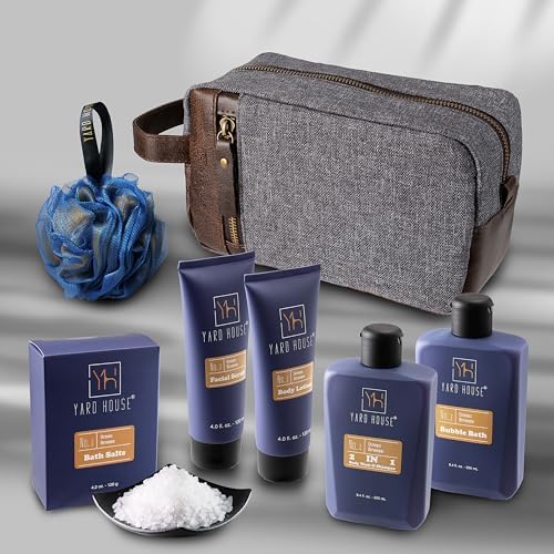 YARD HOUSE All Natural Bath and Body Spa Gift Basket Set for Men - Ocean Breeze - Luxury Men's Skin Care Kit For Him in Toiletry Bag for Relaxation, Revitalization, Exfoliating, Cleansing - Image 2