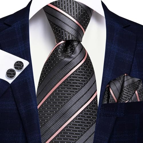 Hi-Tie Lot 5 Pcs Gift Box Mens Tie Set Necktie with Pocket Square Cufflinks Silk Neck Tie Collection - Image 6