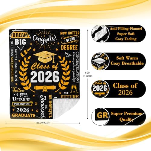 Ryubein 2026 Graduation Blanket 50" X 60", Graduation Gifts Her Him - Image 5