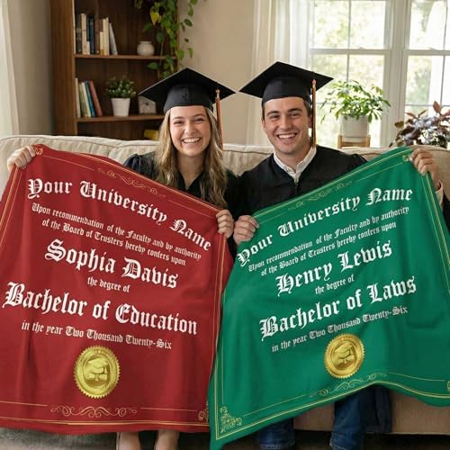 BYFDIY Custom Graduation Blanket 2026 Fleece Personalized Name Throw Blanket with Certificate Design High School College Grad Keepsake Gift for Graduates Her Him Senior Daughter Son 50"×60" - Image 4
