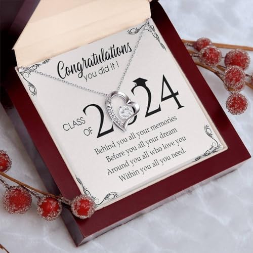 VIRAGIL 2023 Graduation Gifts for Her, Class of 2024 Love Knot Sterling Silver Pendant Necklace Senior College Graduation Jewelry Gifts for Girl Daughter - Image 3