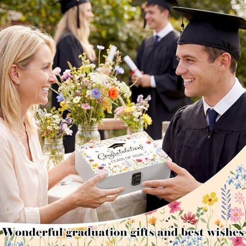 Graduation Memory Keepsake Box with Photo Custom 2026 Large Grad Card Box with Customized Picture Gift for Him Her for Graduate Grad High School Party(White,Wildflower) - Image 5