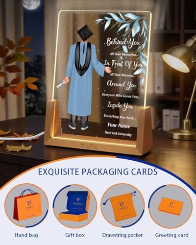Personalized Name Graduation Gifts Custom Night Light LED Table Lamp Portrait Creator for Him 2026 University High School Keepsake(Boy F) - Image 4