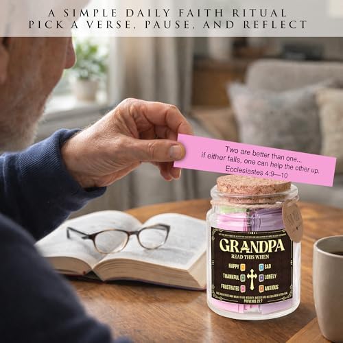 Bible Verse Jar for Grandpa, Fathers Gift for Grandpa, Scripture Jar Gift for Grandfather, 92 Encouraging Bible Verses, Religious Gifts for Men - Image 5